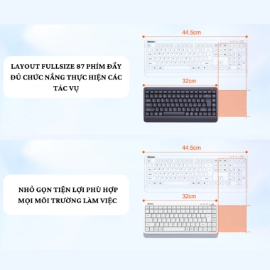 Bàn phím không dây Meetion BTK500 dual mode Bluetooth và USB 2.4G, 87 phím, pin sạc 100h, giá 349.000 7