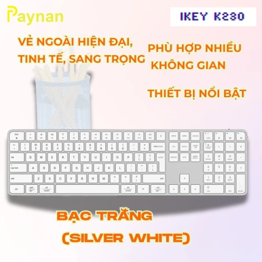 Bàn phím không dây Meetion iKey K230 Dual Mode Bluetooth 2.4G - Full phím không ồn, pin sạc Type-C, giảm còn 619.000 VND