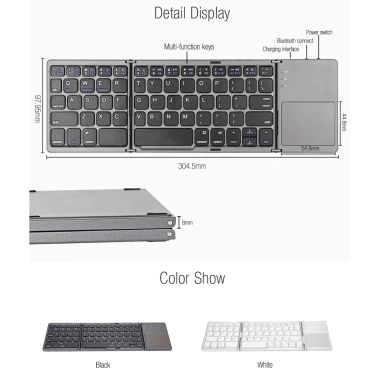 Bàn Phím Không Dây Mini Gấp Gọn Bluetooth Touchpad B033 - Giá 475.000₫