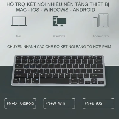 Bàn phím không dây mini W159- Pin sạc, Bluetooth 5.0/3.0, USB&2.4G, giảm 6% chỉ 315k 2