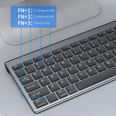 Bàn phím không dây mini W160 pin sạc đa kết nối Bluetooth 5.0/3.0 + USB 2.4G, giá ưu đãi 390k