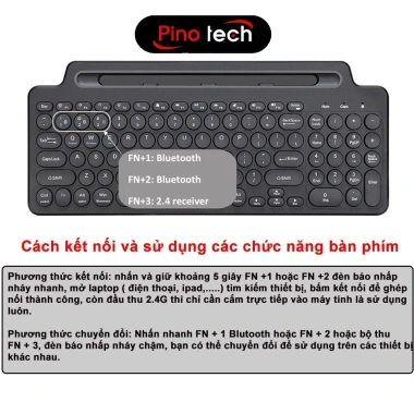 Bàn phím không dây PINOTECH BK569 Bluetooth – điện thoại, laptop, PC, 297.000₫ 7