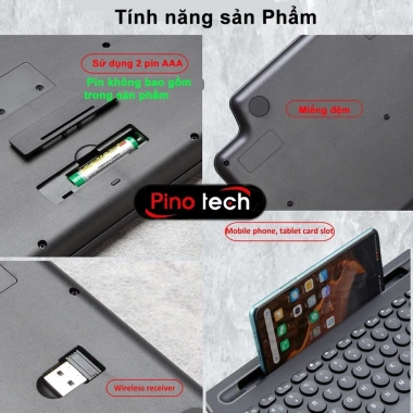 Bàn phím không dây PINOTECH BK569 Bluetooth – điện thoại, laptop, PC, 297.000₫ 8