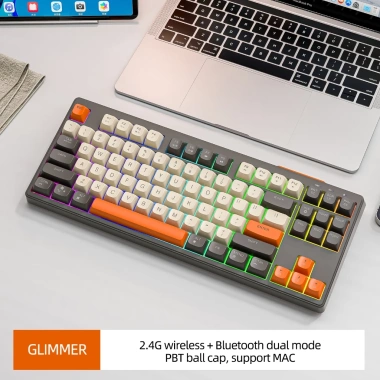 Bàn Phím Không Dây Silent Free Wolf M87 - Led 7 Màu, Phím PBT Cao Cấp, Tương Thích Mọi Thiết Bị, Giá 499.000đ