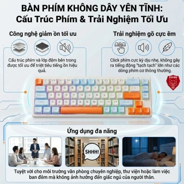 Bàn phím không dây Ziyou Free Wolf M68 Bluetooth 5.3 LED Pro, pin sạc, 279k 6