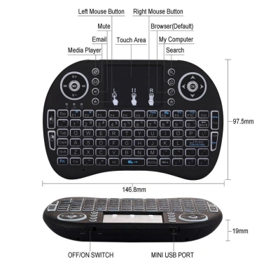 Bàn phím kiêm chuột mini I8 cảm ứng không dây - PS4, Android, Google, TV Box, chơi game, chỉ 86.900₫