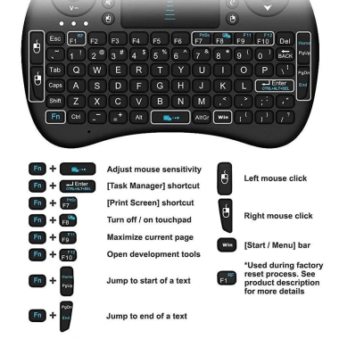 Bàn phím kiêm chuột mini I8 cảm ứng không dây - PS4, Android, Google, TV Box, chơi game, chỉ 86.900₫