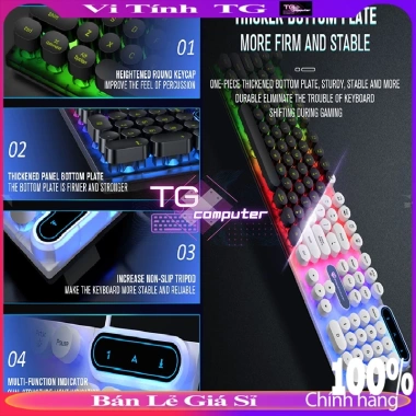 Bàn phím nút tròn giả cơ LED nhiều màu có dây VTTG100 Panstan Shipadoo Divipard 3