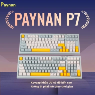 Bàn phím P7 Paynan Navy Flow 98 phím chống ồn, cáp rời, đèn LED rainbow, keycap navy‑xám‑trắng - Giá 300.000₫ 3