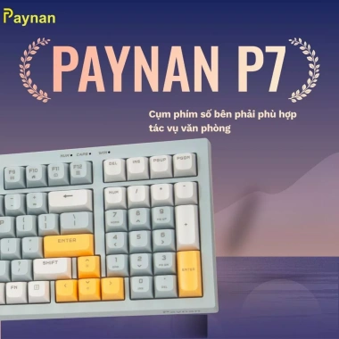 Bàn phím P7 Paynan Navy Flow 98 phím chống ồn, cáp rời, đèn LED rainbow, keycap navy‑xám‑trắng - Giá 300.000₫ 4