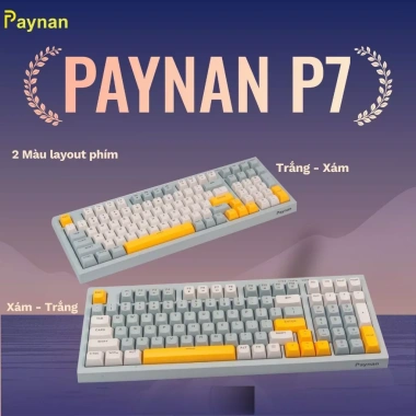 Bàn phím P7 Paynan Navy Flow 98 phím chống ồn, cáp rời, đèn LED rainbow, keycap navy‑xám‑trắng - Giá 300.000₫ 5