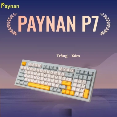 Bàn phím P7 Paynan Navy Flow 98 phím chống ồn, cáp rời, đèn LED rainbow, keycap navy‑xám‑trắng - Giá 300.000₫ 6