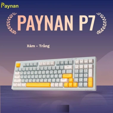 Bàn phím P7 Paynan Navy Flow 98 phím chống ồn, cáp rời, đèn LED rainbow, keycap navy‑xám‑trắng - Giá 300.000₫ 7