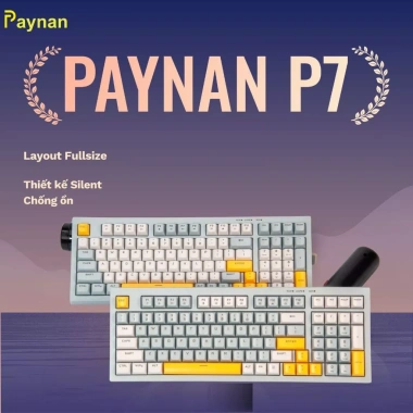 Bàn phím P7 Paynan Navy Flow 98 phím chống ồn, cáp rời, đèn LED rainbow, keycap navy‑xám‑trắng - Giá 300.000₫ 8
