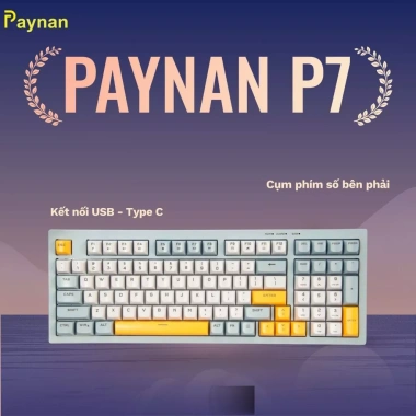 Bàn phím P7 Paynan Navy Flow 98 phím chống ồn, cáp rời, đèn LED rainbow, keycap navy‑xám‑trắng - Giá 300.000₫ 9