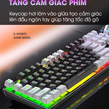 Bàn phím SIDOTECH K500 giả cơ LED RGB full 104 key, chống nước, cho laptop PC - 239.000 VND