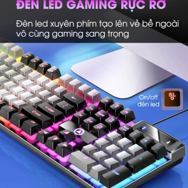 Bàn phím SIDOTECH K500 giả cơ LED RGB full 104 key, chống nước, cho laptop PC - 239.000 VND
