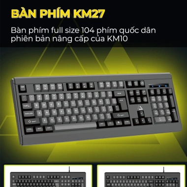 Bàn phím SIDOTECH KM27 giả cơ 104 phím, chống nước, gõ nhanh cho laptop PC - 195k