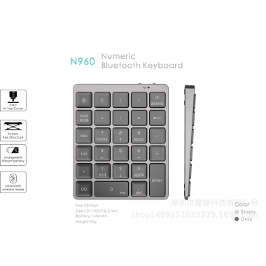 Bàn Phím Số 28 Phím Bluetooth Không Dây Nhôm Mỏng Giá 384.999 VND Laptop Tablet