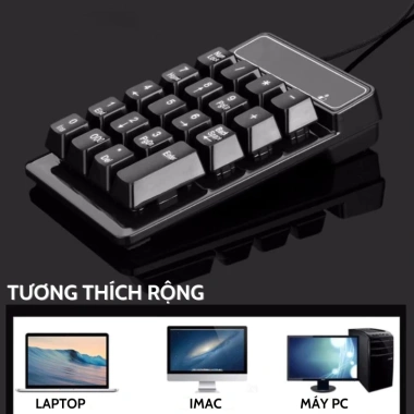 Bàn phím số Bluetooth 4.0 giả cơ mini, USB 2.4G có dây - Dành cho kế toán & game thủ