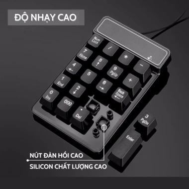 Bàn phím số Bluetooth 4.0 giả cơ mini, USB 2.4G có dây - Dành cho kế toán & game thủ