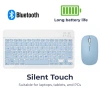 Bàn phím và chuột Bluetooth không dây xanh trắng, phím êm ái, pin sạc, gọn nhẹ 2