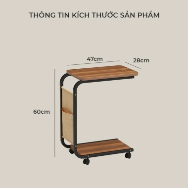 Bàn phụ sofa bánh xe kèm kệ đa năng mini GM102 - Di động, tiết kiệm không gian 8