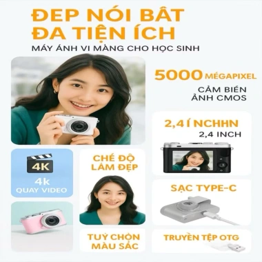Bán sỉ máy ảnh mini 512GB CCD 4K Retro - chụp ảnh, quay phim, game, du lịch, học sinh, 380.000đ