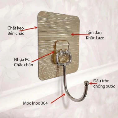 Bản sỉ SET 5 Móc Treo Đồ Đa Năng INOX 304 Chịu tải 5kg, Bền đẹp, Không rỉ sét, 6.599 VND