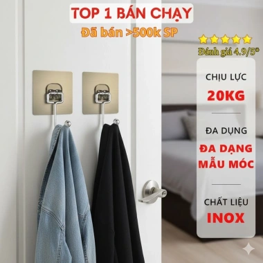 Bản sỉ SET 5 Móc Treo Đồ Đa Năng INOX 304 Chịu tải 5kg, Bền đẹp, Không rỉ sét, 6.599 VND 7 Bản sỉ SET 5 Móc Treo Đồ Đa Năng INOX 304 Chịu tải 5kg, Bền đẹp, Không rỉ sét, 6.599 VND 7