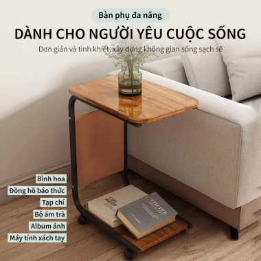 Bàn trà 2 tầng hiện đại, kệ U đa năng bánh xe di động - bàn cafe, giá chỉ 179.000 VND