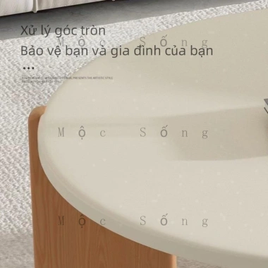Bàn Trà Đa Năng Căn Hộ Nhỏ Tròn MDF, Chân Gỗ Sồi - Dùng làm Bàn Cafe, Phòng Khách, Đọc Sách 7