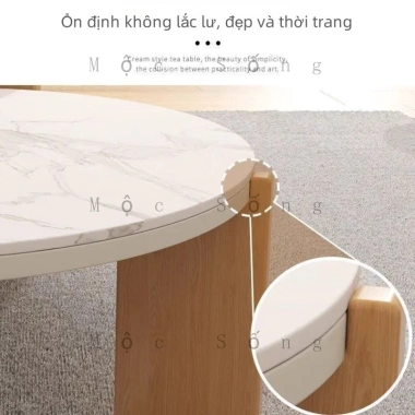 Bàn Trà Đa Năng Căn Hộ Nhỏ Tròn MDF, Chân Gỗ Sồi - Dùng làm Bàn Cafe, Phòng Khách, Đọc Sách 8
