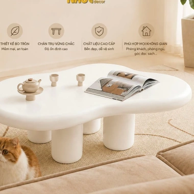 Bàn trà đám mây cao cấp sơn 2K - Chống thấm, chống nước, đặt sofa hoặc ngồi bệt sang trọng, giá 790.000₫