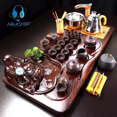 Bàn trà điện gỗ thông minh đa năng tự động, phật di lặc 114, ôm hồ lô phun nước, quà pha lê thủy tinh - 3.189.000đ
