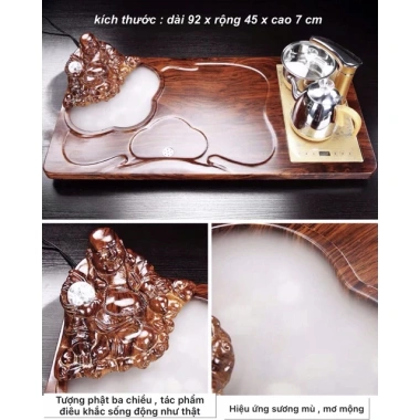 Bàn trà điện gỗ thông minh đa năng tự động, phật di lặc 114, ôm hồ lô phun nước, quà pha lê thủy tinh - 3.189.000đ