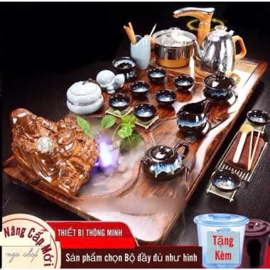 Bàn trà điện gỗ thông minh đa năng tự động, phật di lặc 114, ôm hồ lô phun nước, quà pha lê thủy tinh - 3.189.000đ