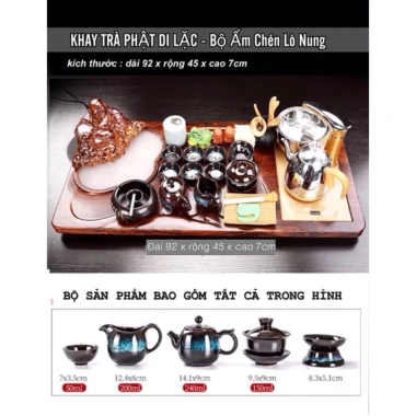 Bàn trà điện gỗ thông minh đa năng tự động, phật di lặc 114, ôm hồ lô phun nước, quà pha lê thủy tinh - 3.189.000đ
