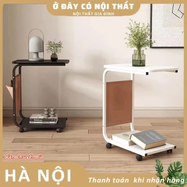 Bàn trà sofa chữ U 2 tầng di động, bánh xe, bàn cạnh sofa - Giá ưu đãi 139k