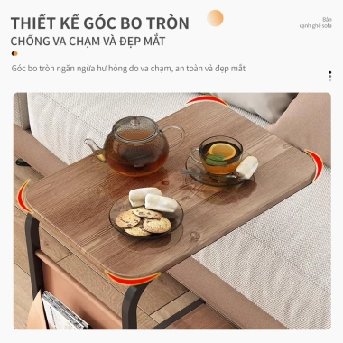 Bàn trà sofa chữ U 2 tầng di động, bánh xe, bàn cạnh sofa - Giá ưu đãi 139k 9 Bàn trà sofa chữ U 2 tầng di động, bánh xe, bàn cạnh sofa - Giá ưu đãi 139k 9