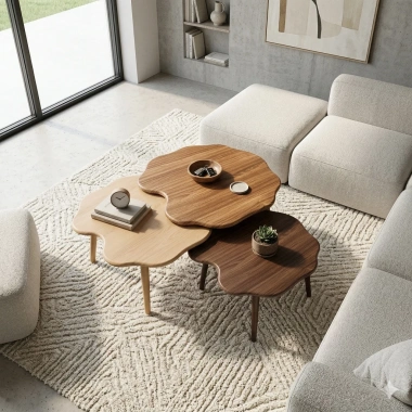 Bàn trà tam giác gỗ xinh 60x45x40 cm - Chống xước, chống nước, chân gỗ, 399.000₫