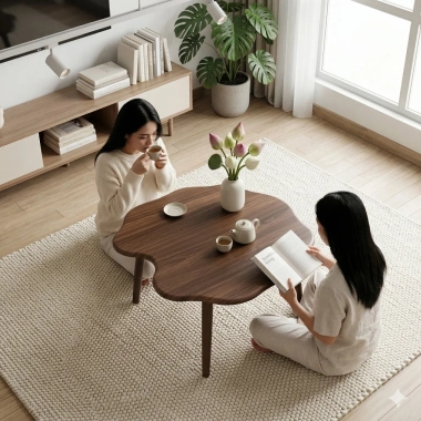 Bàn trà tam giác gỗ xinh 60x45x40 cm - Chống xước, chống nước, chân gỗ, 399.000₫