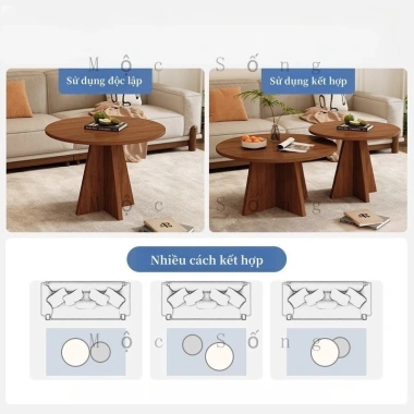 Bàn Trà Tròn Gỗ Cao Cấp - Thiết Kế Tối Giản, 3 Size Ø50/60/70cm, Nâu Cà Phê, Chịu Lực 250kg - Giá 704.000₫ 5