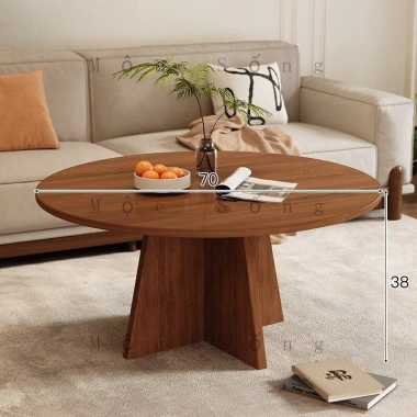 Bàn Trà Tròn Gỗ Cao Cấp - Thiết Kế Tối Giản, 3 Size Ø50/60/70cm, Nâu Cà Phê, Chịu Lực 250kg - Giá 704.000₫ 9
