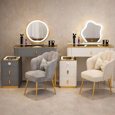 Bàn trang điểm QueenHouse - gương LED, loa Bluetooth, sạc không dây, giảm 22%