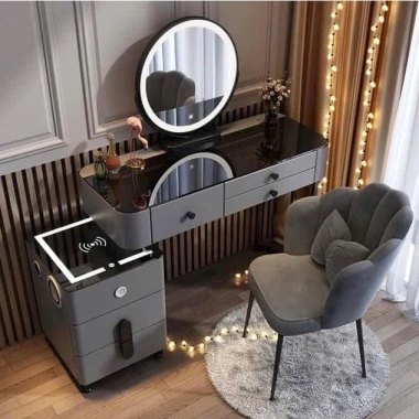 Bàn trang điểm QueenHouse - gương LED, loa Bluetooth, sạc không dây, giảm 22%