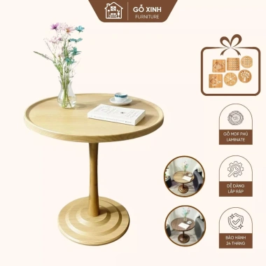 Bàn tròn chân cao Gỗ Xinh phong cách Nordic, chống thấm, decor hiện đại, chỉ 750k