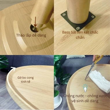 Bàn tròn chân cao Gỗ Xinh phong cách Nordic, chống thấm, decor hiện đại, chỉ 750k