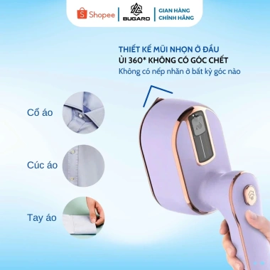 Bàn ủi hơi nước Bugaro BG11 tím pastel ủi khô và hơi tay cầm xoay 180 độ tiện du lịch giá ưu đãi 650k 4