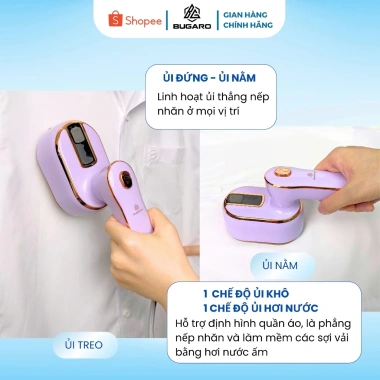 Bàn ủi hơi nước Bugaro BG11 tím pastel ủi khô và hơi tay cầm xoay 180 độ tiện du lịch giá ưu đãi 650k 5
